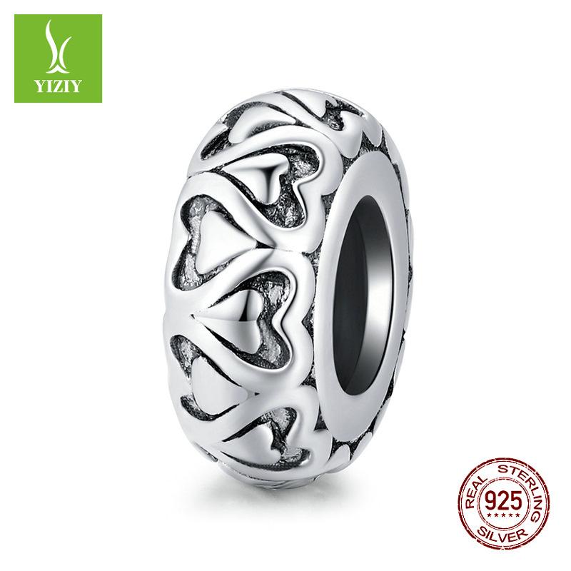 S925 Silver Silicone Positioning Bead Spacer Accessories, Personalized Retro Versatile Diy Bracelet Beads Loose Beads