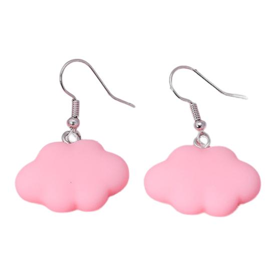 1 Pair Hook Earrings Cartoon Cloud Lovely Candy Color Dangle Earrings for Daily Wear