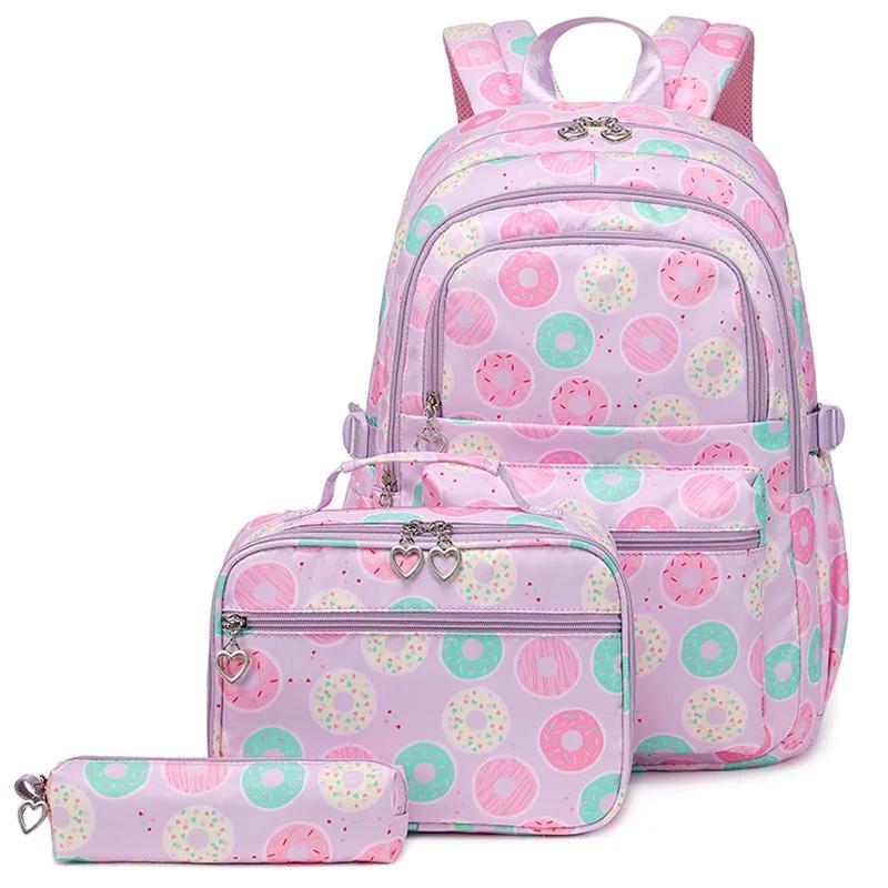 3 Pcs/Set School Bags for Teenage Girls Waterproof Children School Backpack Students Kids Schoolbag With Pencil Case Lunch Box