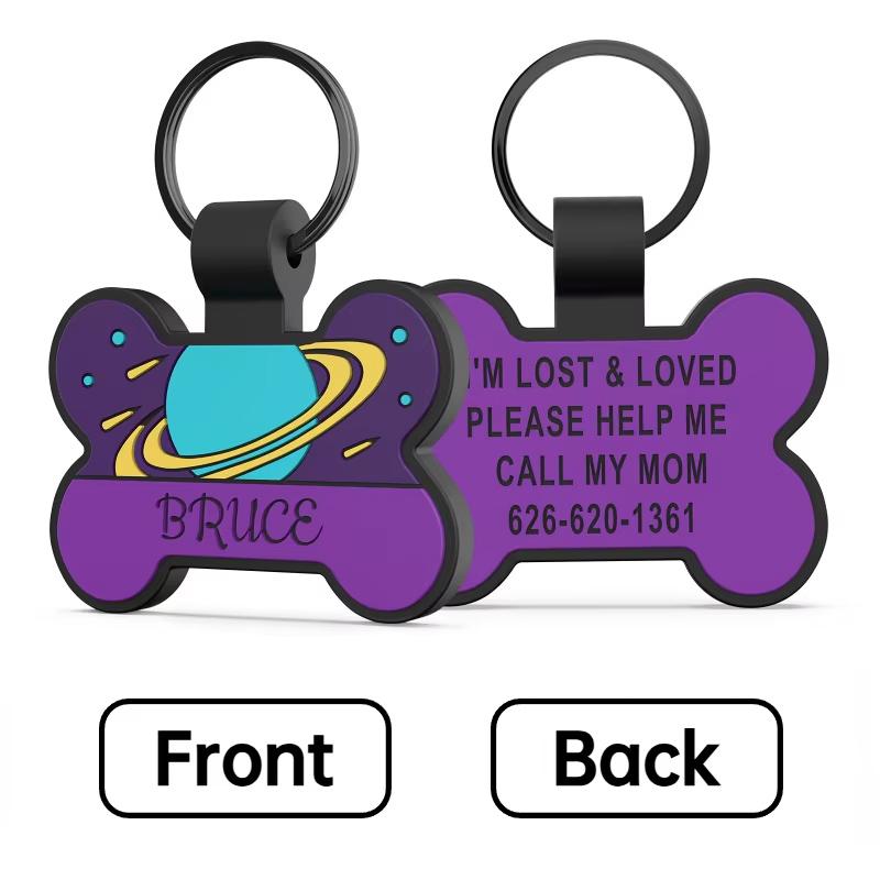 Custom Silicone Pet ID Tag Personalized Cute Bone Shape Dog Tag with Name & Phone Number Anti-Lost Collar Pendant for Dogs Cats