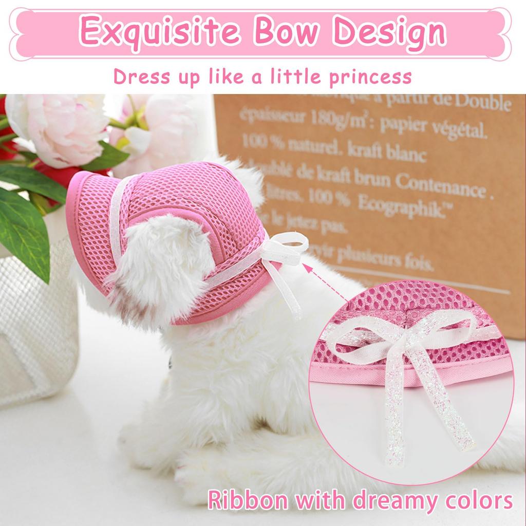 Adjustable Pets Hat Polka Dot Dog Hat with Ear Holes Breathable Mesh Sun Cap for Dogs Outdoor Sun Cap Pet Outdoor Hat Supplies