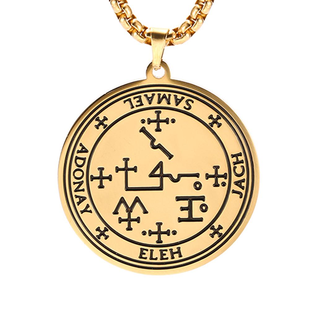 Dawapara Archangels Samael Seals Pendant The Son of Zacharias In The Desert Vintage Amulet Men Necklace Stainless Steel