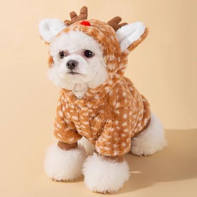 Pets Clothes Christmas Reindeer Design with Traction Ring White Dot Pattern Comtable