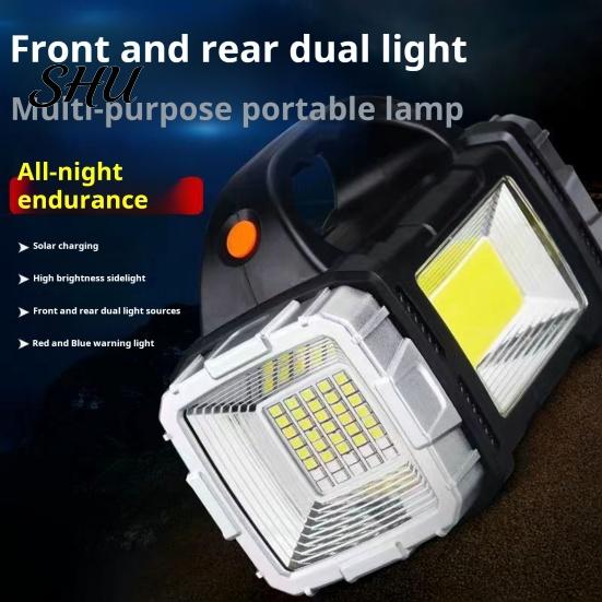 LED Torchlight Portable Lamp Solar Flashlight with Handle USB Rechargeable 7 Modes High-intensity High Lumens IPX5 Waterproof Work Light Camping Torch