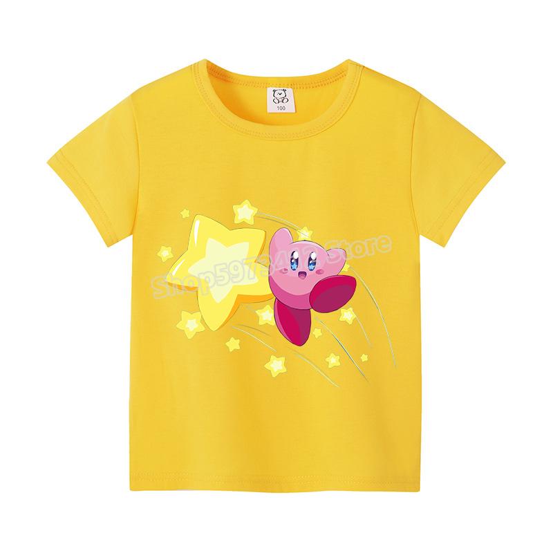 Kirby Top Estivi a Maniche Corte Camicia Colorata Girocollo Maglietta Rotonda Cotone T-shirt Colorata Stampa Cartoni Animati Abbigliamento Vestiti Casual