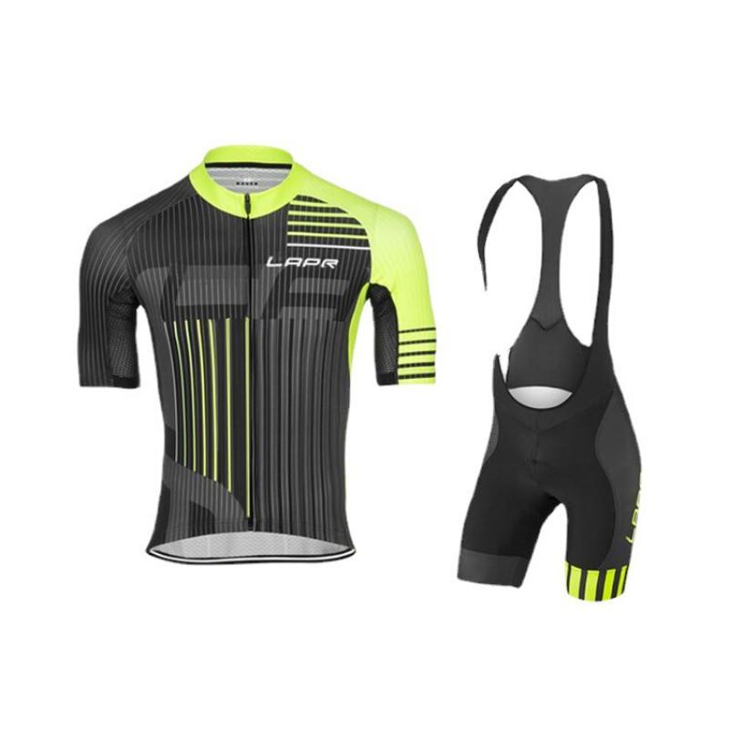 Mens Quick-Dry Cycling Jersey Bib Shorts Set Breathable Outdoor Road Bike Apparel