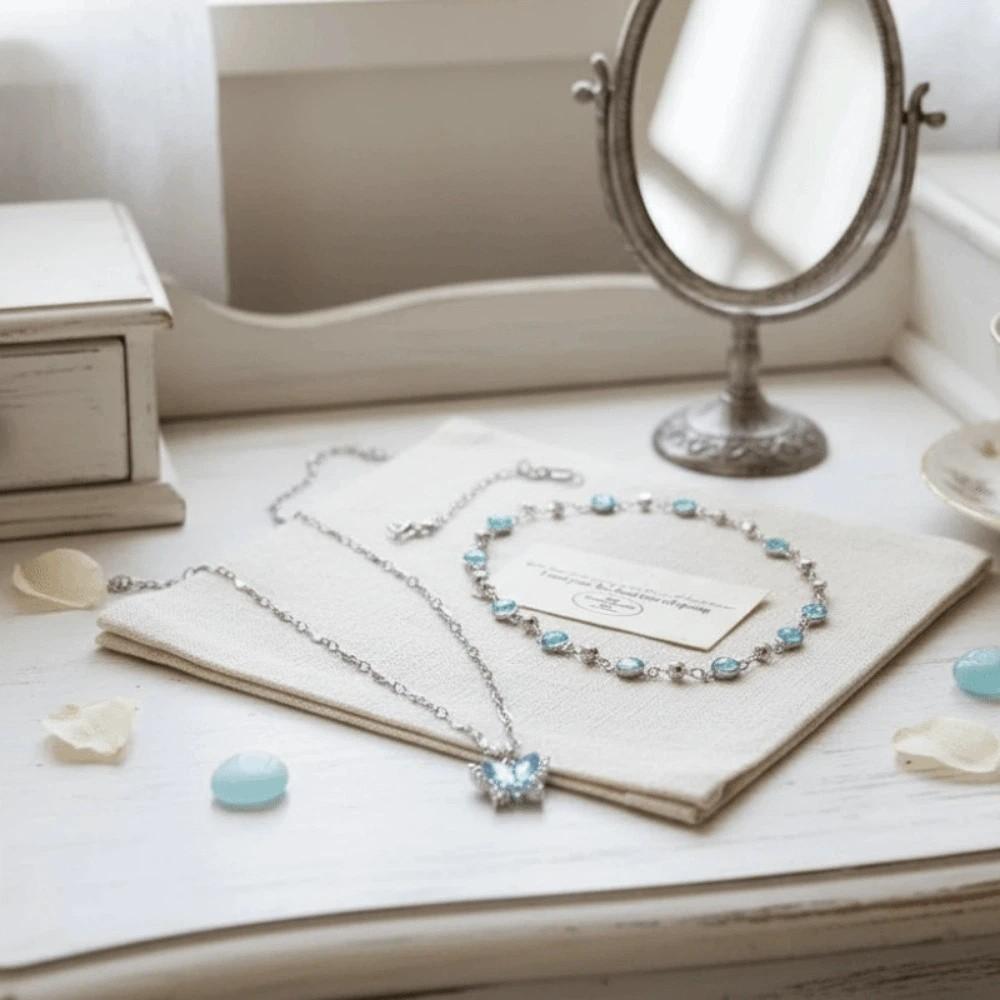 Temperament Butterfly Zircon Necklace Crystal Forest Necklace New Double-layer Necklaces Girl