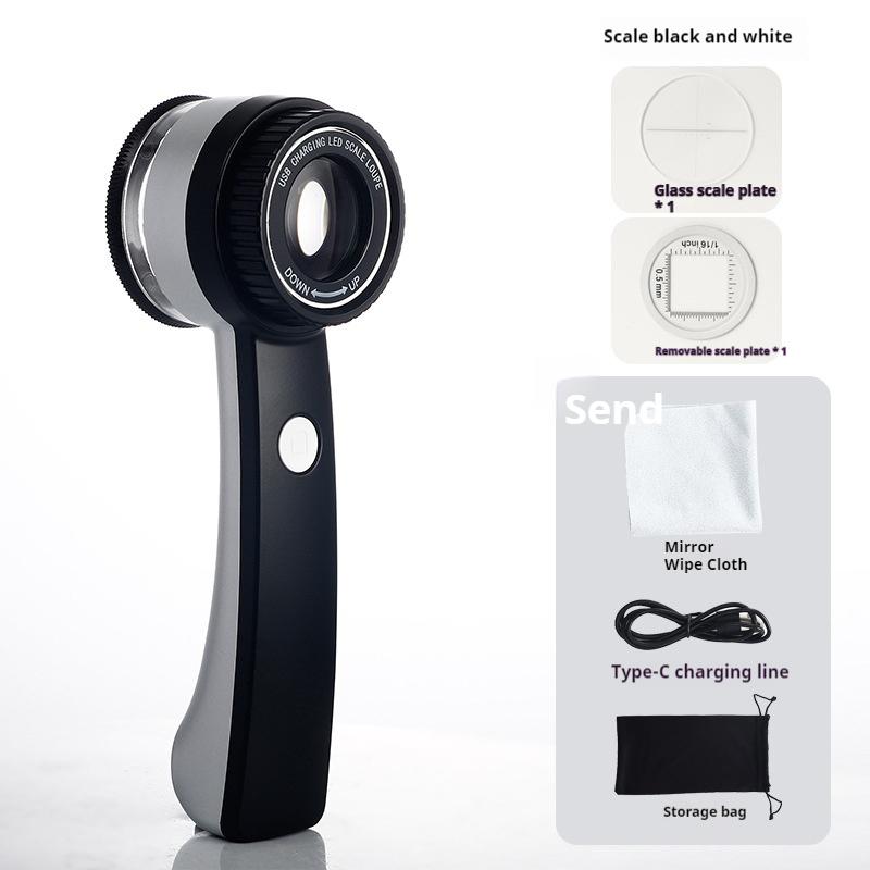 

Magnifying Glass with 10X Magnification, Multifunctional Charging, Jewelry, Purple Light