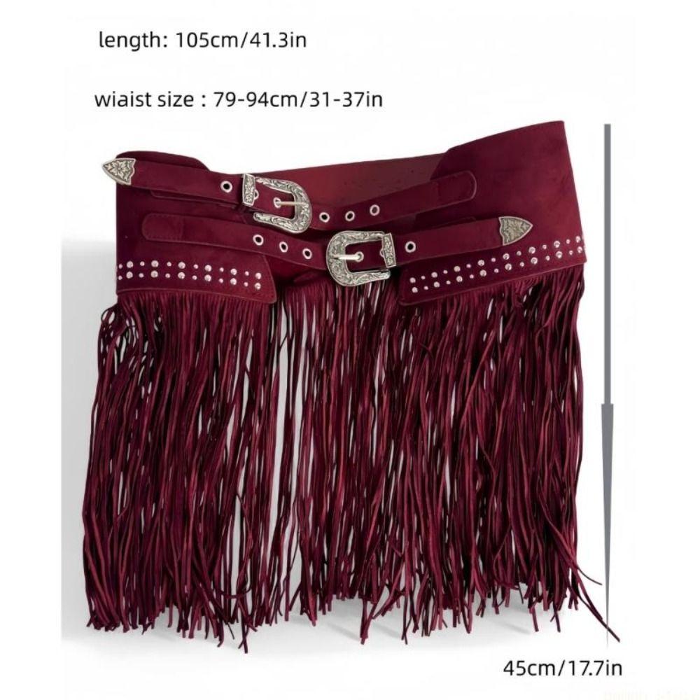 Mjuk matt look Franskad Midjebälte Mocka Dubbelspänne Mode Boho Bälte För Kvinnor