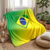 Brazil Football Printed Flannel Blanket Skin Friendly Warm Decorative Throw for Indoor Couch Bed Daily Use