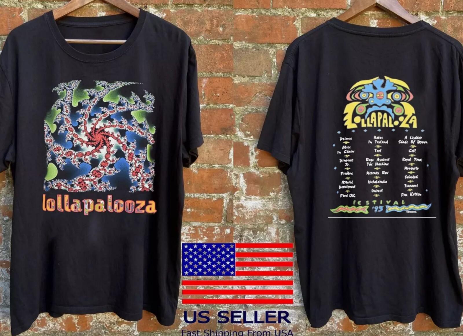 Lollapalooza 1993 Music Festival Alice in Chains Primus T Shirt Full Size S-5XL S