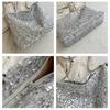 Large Capacity Shoulder Bag for Women Sequin Shine Handbag Slouchy Solid Color Crossbody Bag Trendy Underarm Bag for Work Travel Shopping CLE