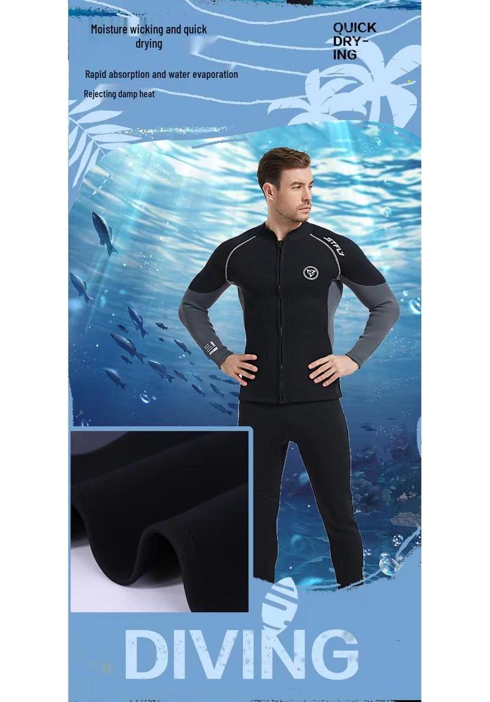 Unisex 3mm zweiteiliger schnelltrocknender Neoprenanzug zum Schnorcheln, Surfen, Stand-Up-Paddling - Kälte- und Sonnenschutz