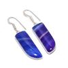 Natural Blue Lace Agate Gemstone 925 Sterling Silver Jewelry Earring 1.93" AE-12200