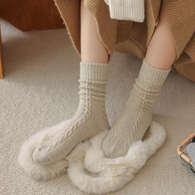 1 Pair Unisex Winter Socks Solid Color Mid-tube Anti-slip Thick Keep Warm