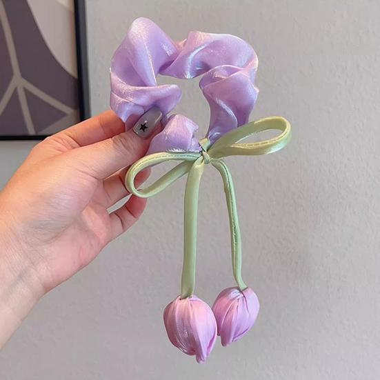 Sznurek do włosów Duże Satynowe Gumki do Włosów w Kształcie Tulipana Zapobiegają Łamaniu Włosów Gumki do Włosów dla Dziewczynek Miękkie Akcesoria do Włosów
