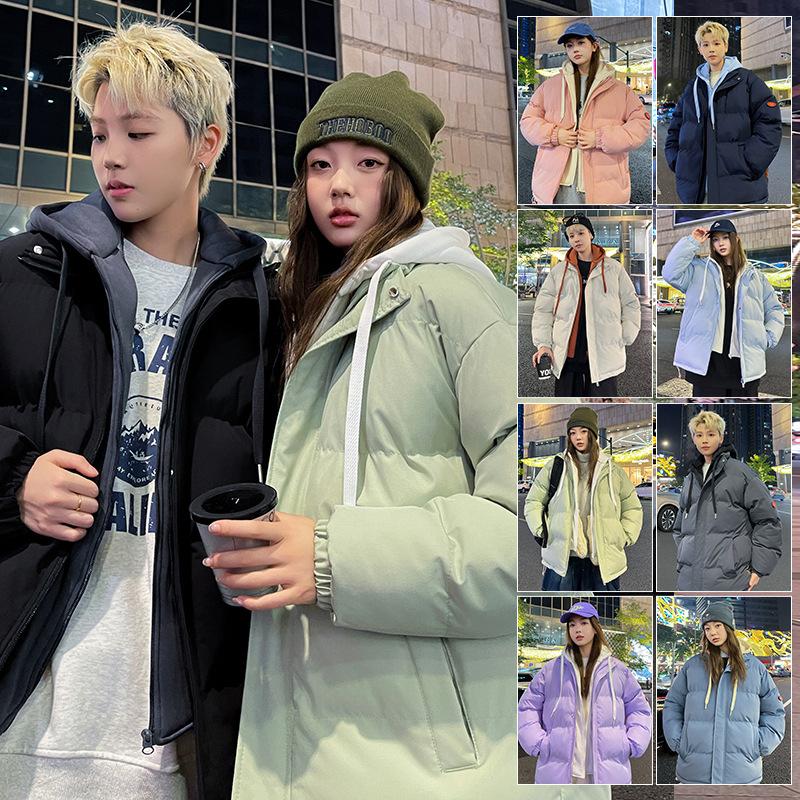 Padded-on Men's Winter Thickened Contrasting Color Bread Clothes Women's Jackets Student Tide Loose Couple Padded Jackets