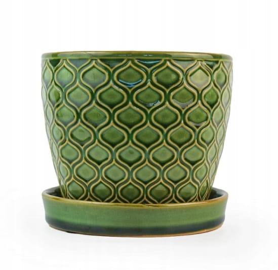 Green ceramic cover with base 12x10cm