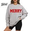 Monogram Print Sweatshirt Woemn O Neck Mid Length Loose Pattern Top Elastic Cuffs And Hem Hip