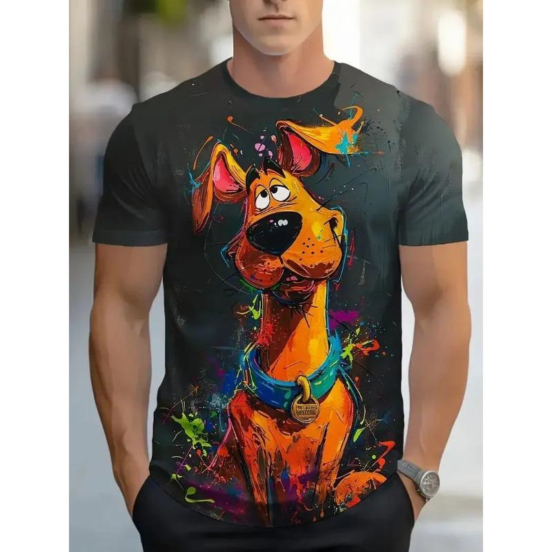 Men's casual 3D printed personalized cartoon animal quick drying top summer men's fashionable breathable round neck T-shirt