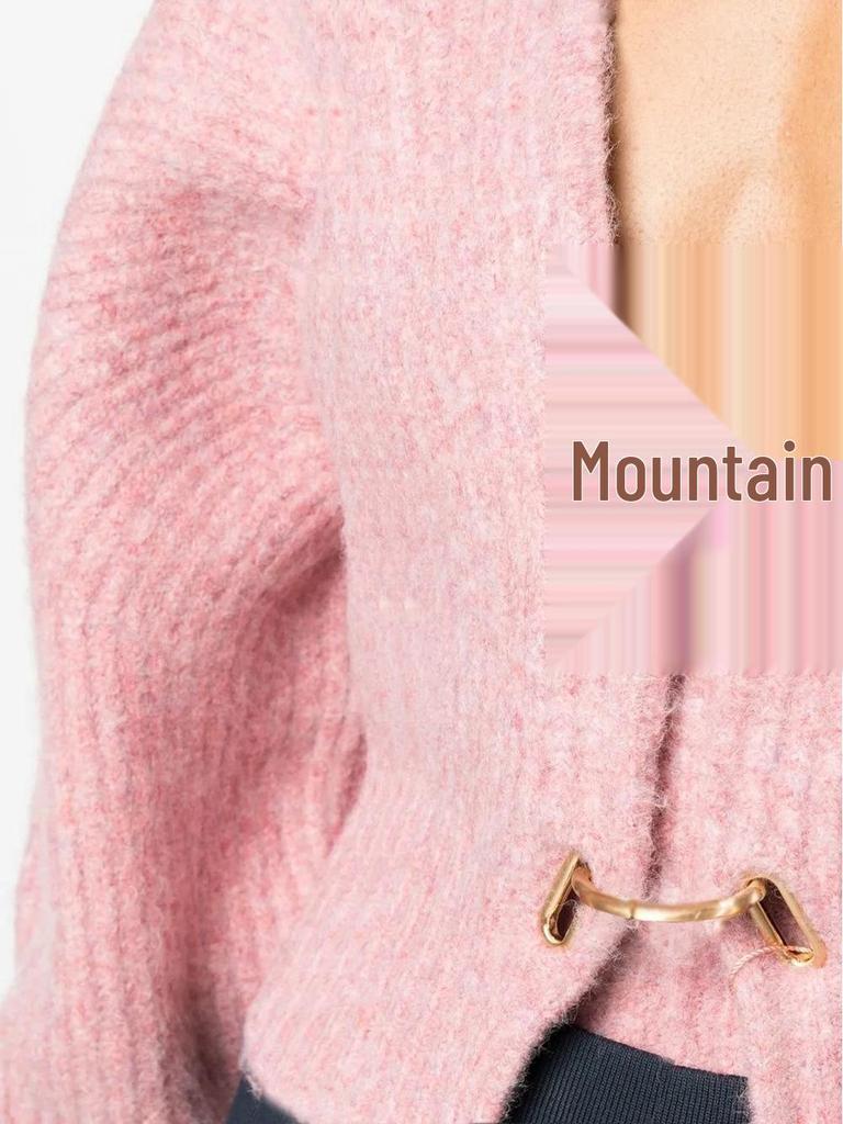 Evropsko-americká velikost Dámské pletené zboží: Exkluzivní kovový knoflíkový kardigan