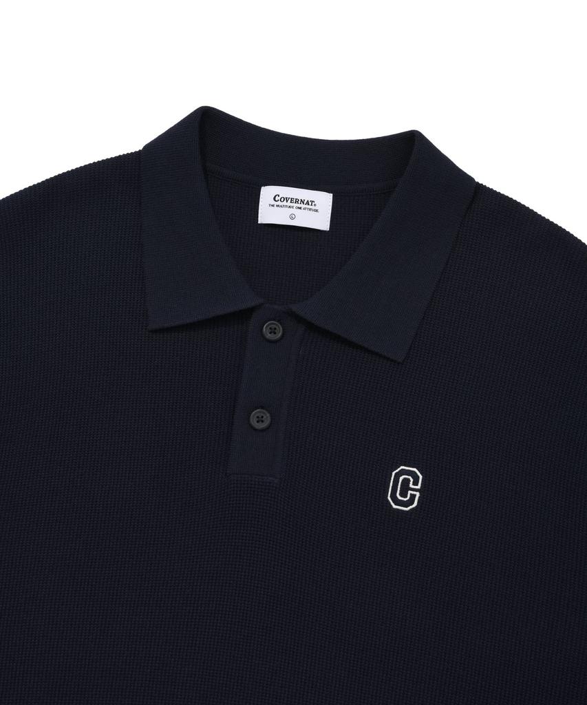 COVERNAT C Logo Collar Half Knit Navy
