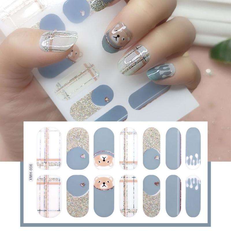 Flower Gradient Nail Sticker Full Wraps Nail Art Stickers Self-Adhesive Nail Art Decal Strips for DIY Nail Art Decor