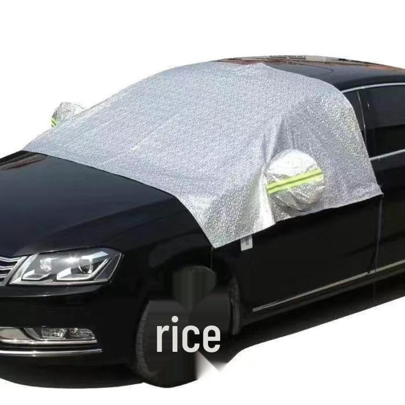 Universal All-Season Half Car Cover: Sunshade, Anti-Freeze, Heat Insulation & Frost Shield for Windshield