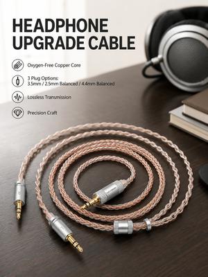 KEYSION 8 Core Headphone Cable 1 To 2 Jack Dual 3.5/2.5/4.4mm Balanced Cable OFC Silver Plated HIFI Upgrade Replacement Cable