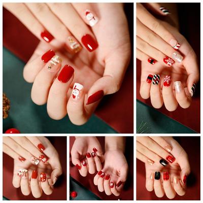 Christmas Series Removable Nail Art Patches - Finished Flat False Nails