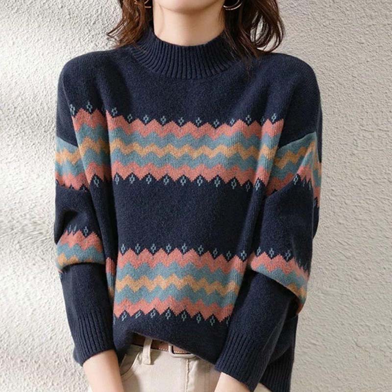 Pullover für Damen Herbst Winter Verdickt Warm Gestrickt Dehnbar Langarm Rollkragen Tops