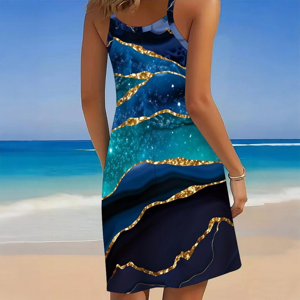 Women's Beach Dress Mini Dress Print Casual Modern Dress Sleeveless Loose Fit Outdoor Daily Summer
