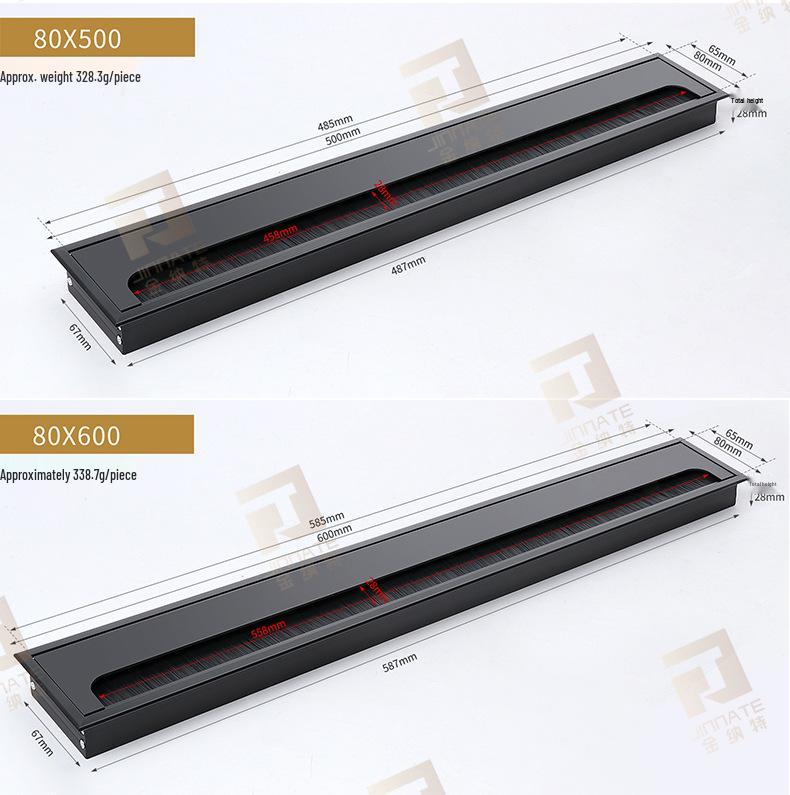 Aluminum Alloy Desk Cable Management Box with Brush Grommet
