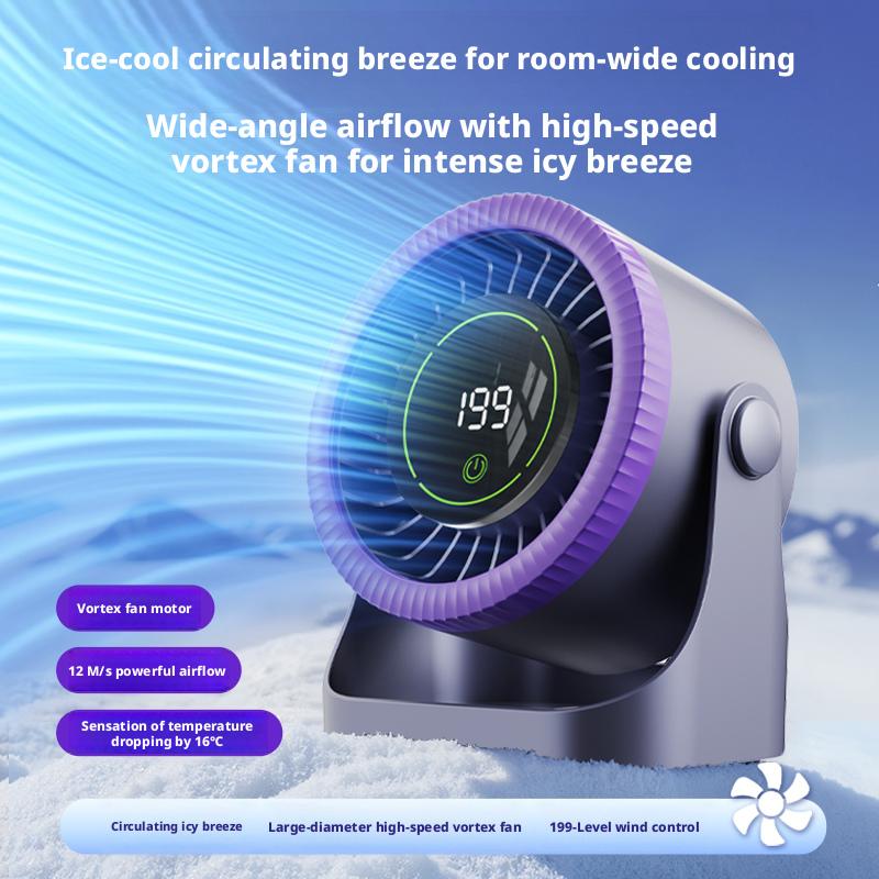 199 Speed Adjustable Desktop Circulation Fan Turbo Vortex Cooling Fan Wide Angle Quiet Desk Air Cooler For Home Office Bedroom