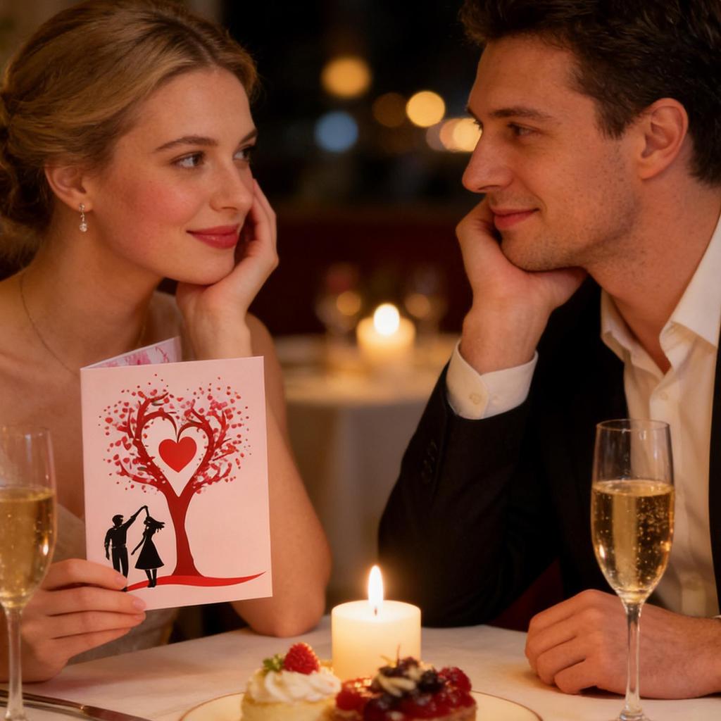 Romantic Valentine's Day Card Cards 3D Greeting Card "Dance Under The Heart Tree" With Envelope And Note For Couple Girlfriend