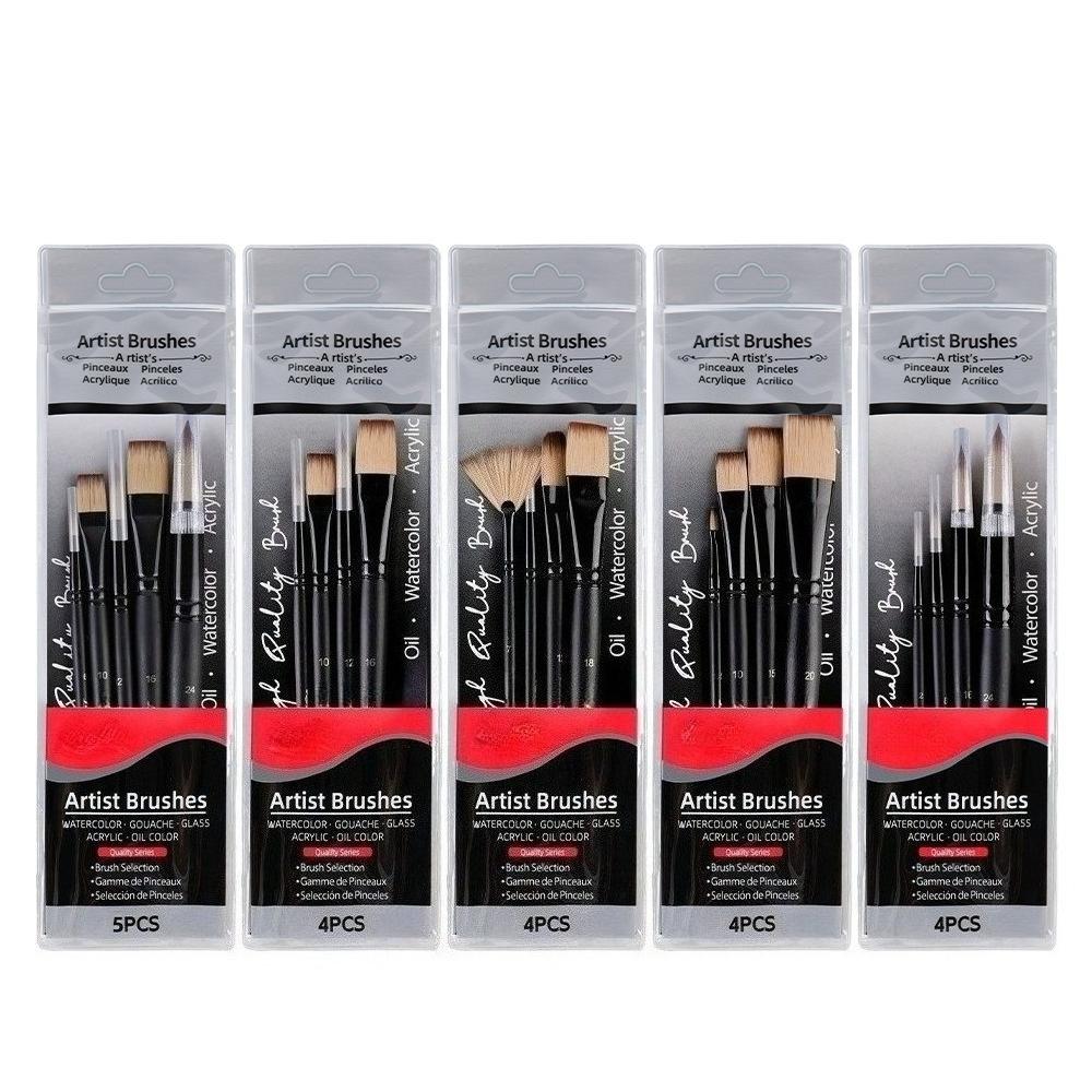 New Multiple Multifunctional Options Nylon Hair Oil Paint Brushshort Wooden Rod Art Raw Painting Acrylic Gouache Watercolor Set