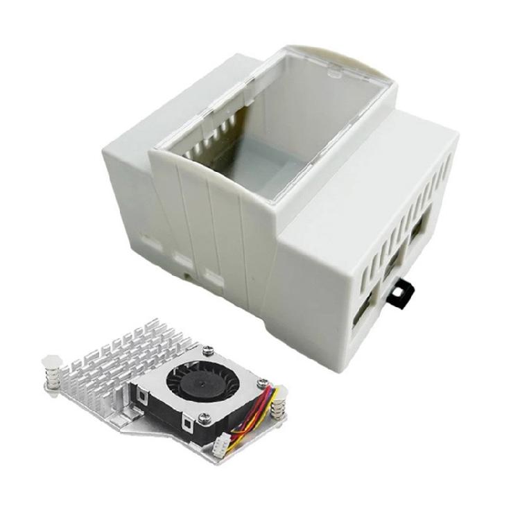 

Для корпусу RPi5 Пластикова коробка З додатковим офіційним вентилятором-радіатором для RPi5 Зовнішня кришка корпусу на DIN-рейку Прозоре верхнє вікно 1