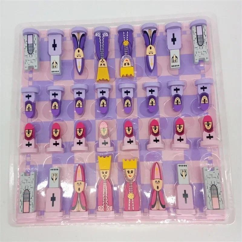 

Travel Chess Set With Chess Board Educational Toys For Kids Adults Wooden International Chess Game Colour King And Queen