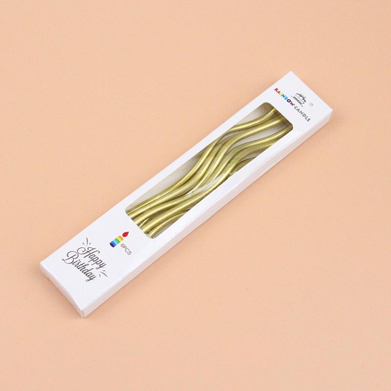 Birthday Cake Gold-plated Colorful Retro Curve Thread Candle Creative Party Baking Gradient Color Curved Candle