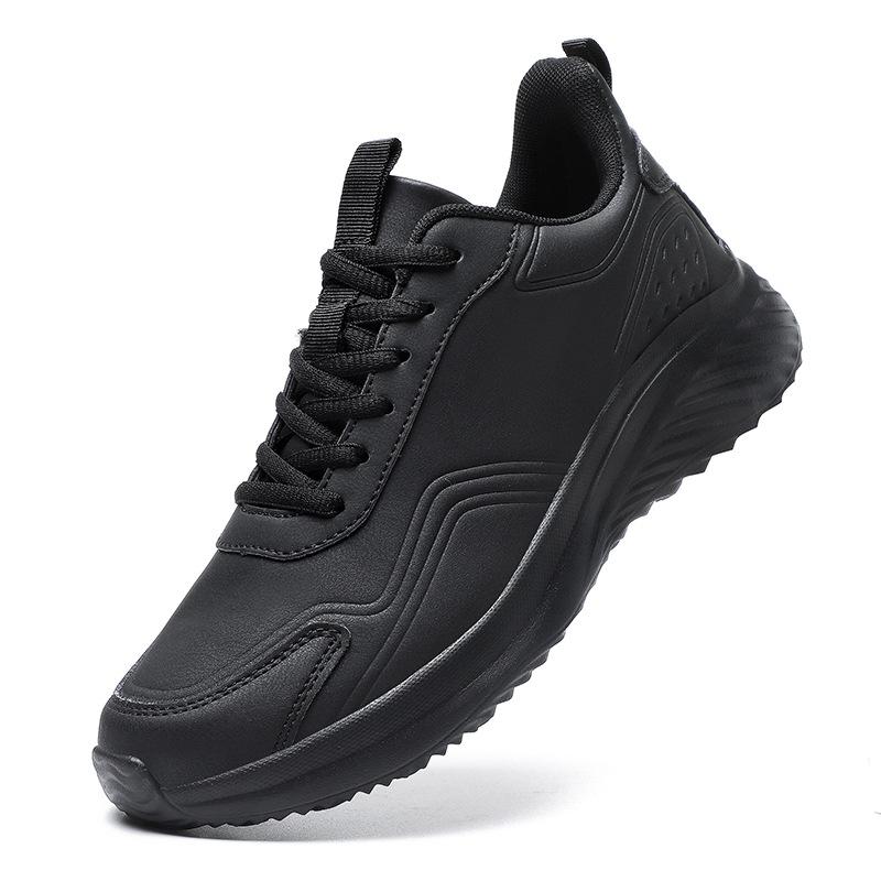 Autumn and winter large size 48 leather men's shoes lightweight shock absorption sports fitness casual shoes black men's shoes