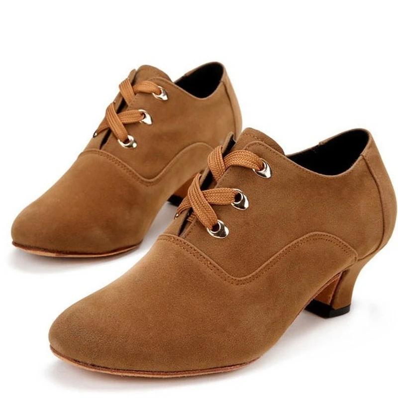  Woman Ballroom Velvet Dance Shoes for Women Performance Dancing Shoe Lace Up Tango Ballet Shoes Practice Latin Shoes