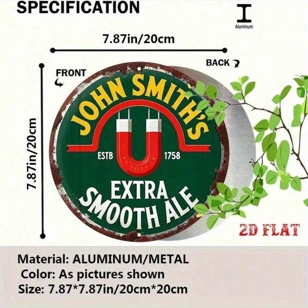 Retro Smooth Ale Beer Metal Round Wall Sign 7.87 Inch Vintage Tin Plate Aluminum Home Bar Decor