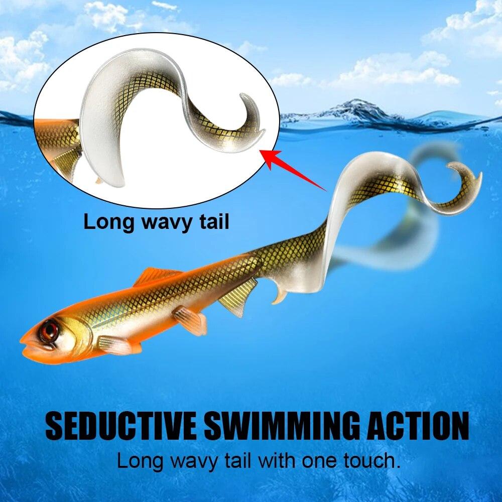Spinpoler Firebomb Soft Swimbait 17.5cm 22cm Fishing Lure Long Wavy Tail Big Pike Bait Grub Seductive Swimming Action Rig Jig