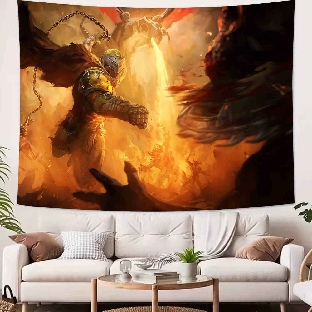 Large Cool FPS Video DDoomS Gaming Tapestry Popular Room Decoration Wall Tapestry Art Room Home Decor Wall Art Decor
