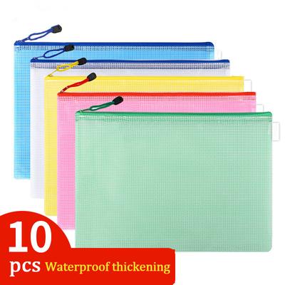 10 stuks Mesh Ritszak Documenttas Waterdicht Ritsmappen A4 A5 A6 School Kantoorartikelen Etui Opbergzakken