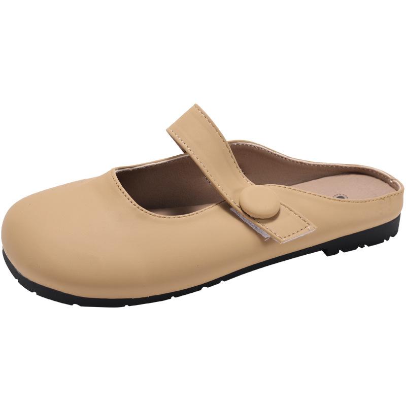 Queen Fan's explosive white flat-bottomed bag head drags women's shoes for summer wear 2025 new models with skirts and cool slippers