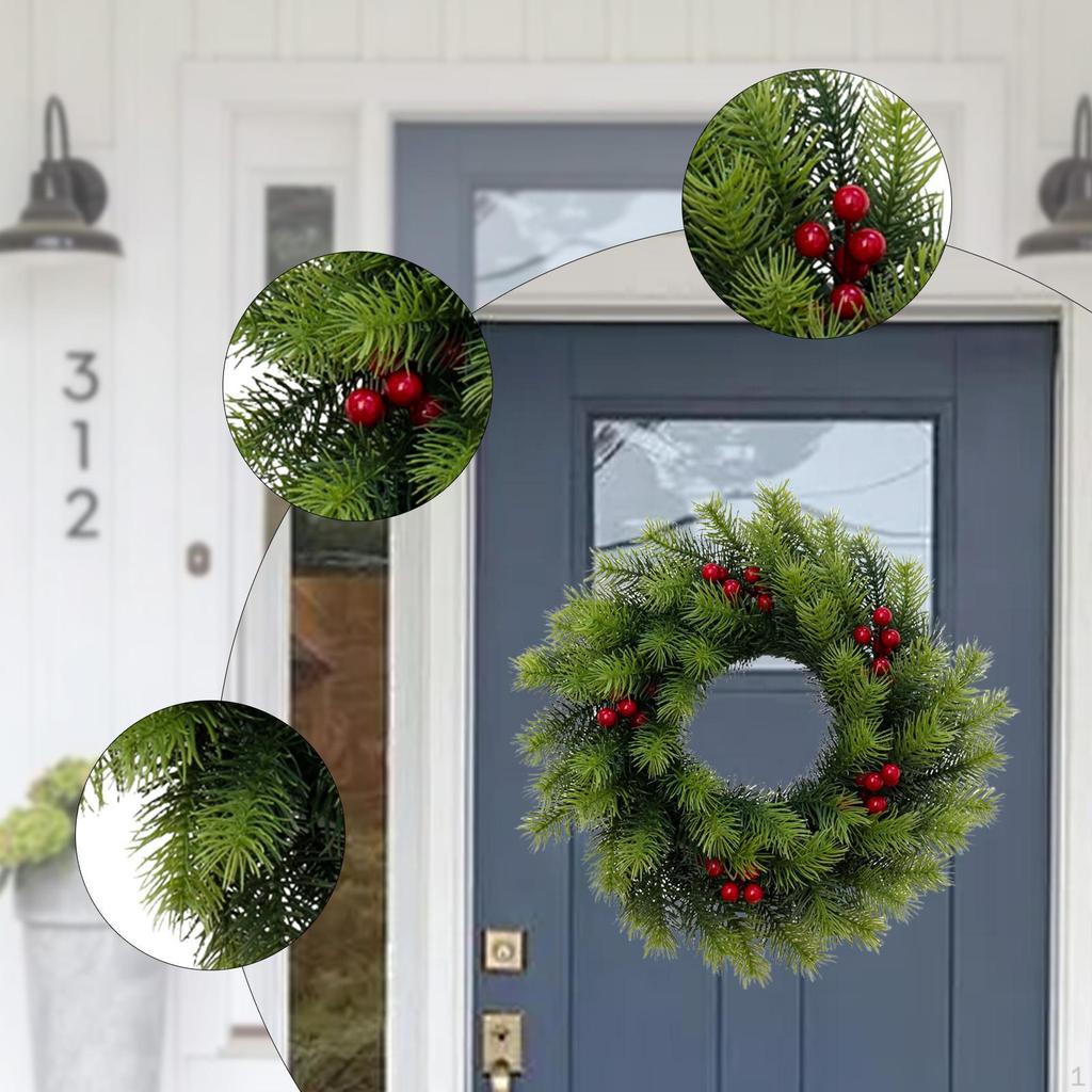 Christmas Wreath Artificial Hanging Decor Scene Layout for Front Door Xmas Winter