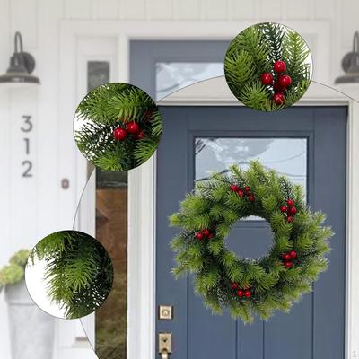 Christmas Wreath Artificial Hanging Decor Scene Layout for Front Door Xmas Winter