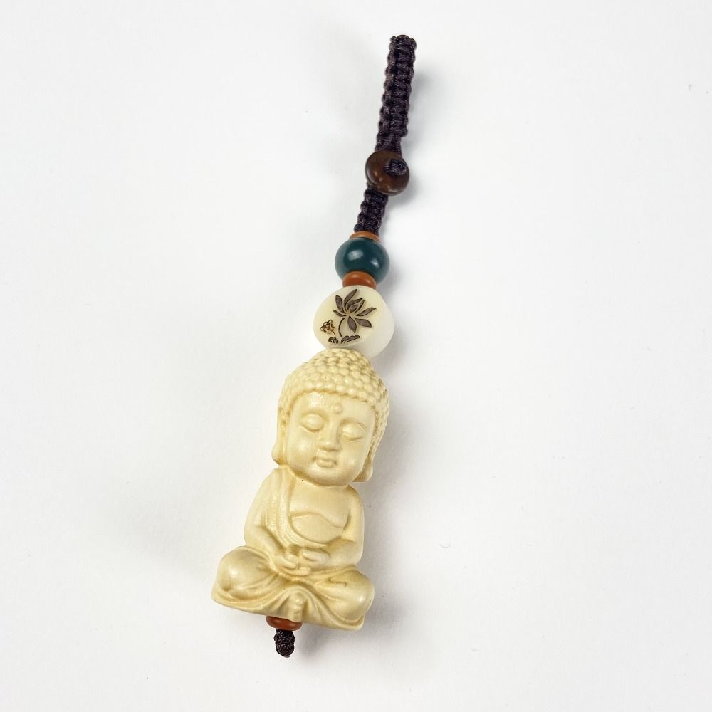 Handcarved Buddhist Keychain Wooden Buddhist Keyring Tathagata Buddha Lanyard  Carving Pendant
