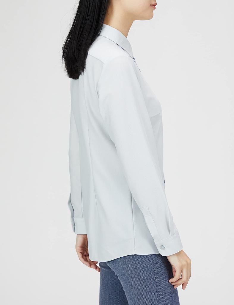 Smart Biz Dress Stretchy for Easy Soft to the Super Size 05 Gray Size M Women's Shirt, No-Iron, Comfortable, Movement, Touch, Quick-Drying, (Stripe),